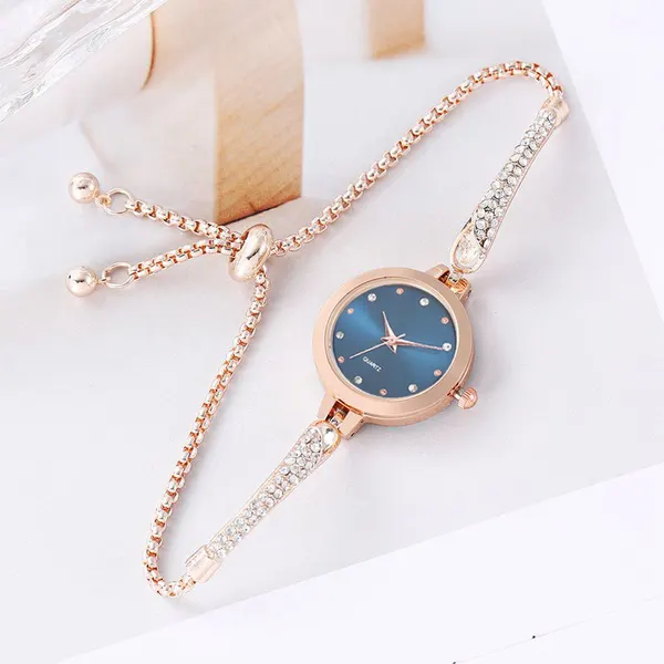 Slim Diamond-Inlaid Bracelet Watch