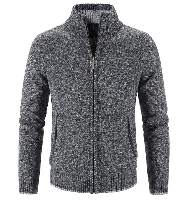Fleece-Lined Cotton Blend Cardigan