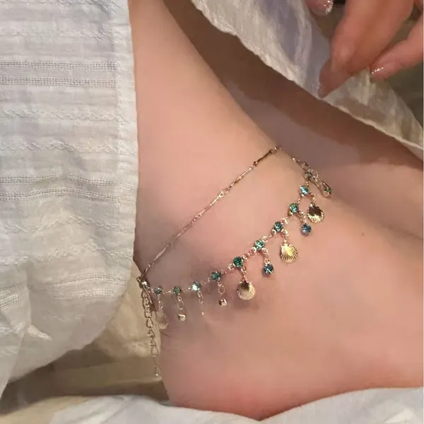 Double-Layer Shell Tassel Anklet