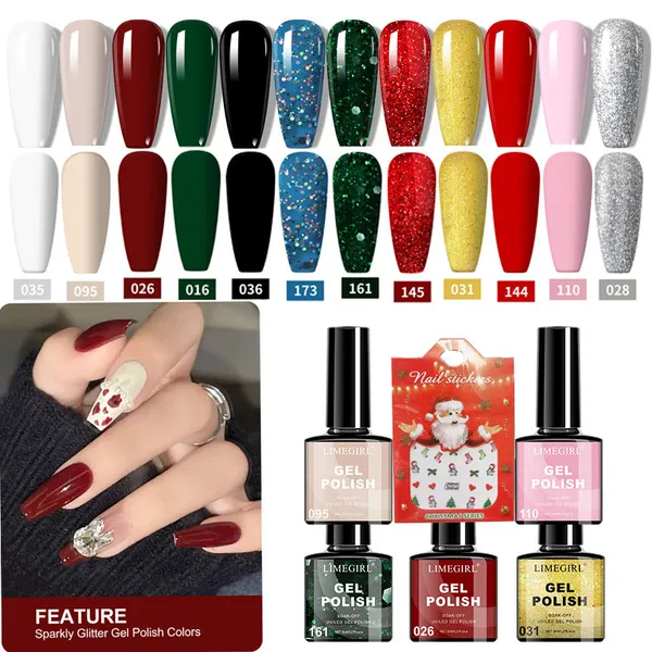 12-Shade Jelly Red and Gold Gel Polish Set