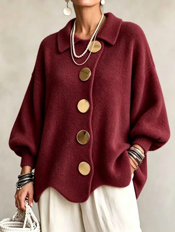 Plus-Size Plush Double-Breasted Coat