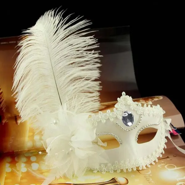 Ostrich Feather Half-Face Party Mask