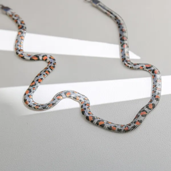 Leopard Print Snake Chain Choker