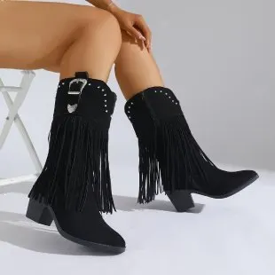 Rhinestone Buckle Cut-Out Ankle Boots