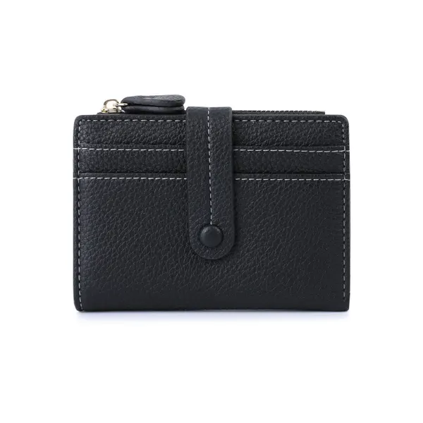 Slim PU Leather Card Wallet with Coin Pocket