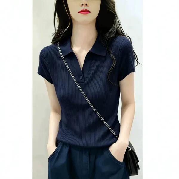 Fine-Gauge Knit Short-Sleeve Tee