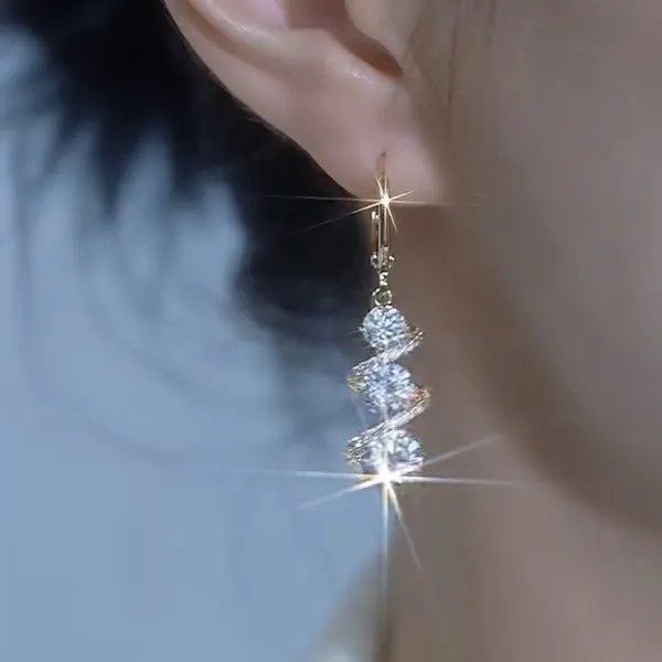 Gold-Plated Geometric Zircon Earrings