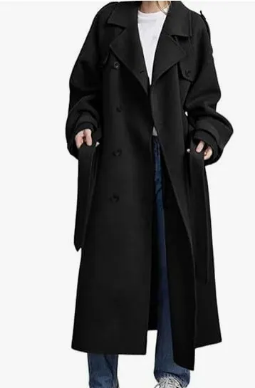 Longline Lapel Coat with Lace-Up Detail