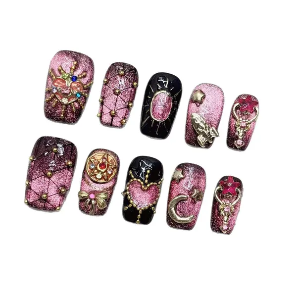 Hand-Finished Mid-Length Stiletto Nails
