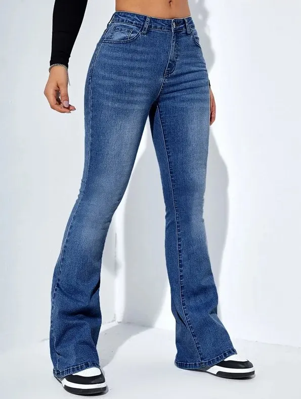 High-Waist Flared Stretch Jeans