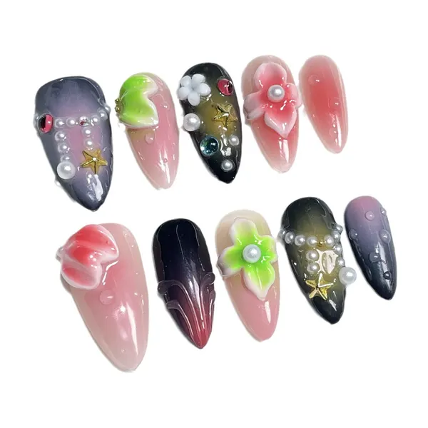 3D Ice-Clear Blush Press-On Nails