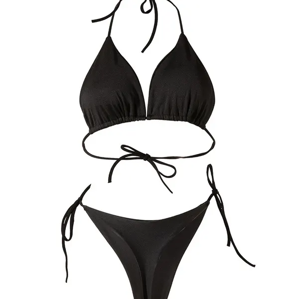 Lace-Up T-Back Bikini Set