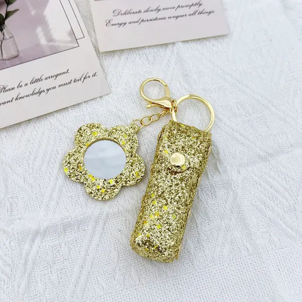 Glitter Flower Rivet Lipstick Pouch