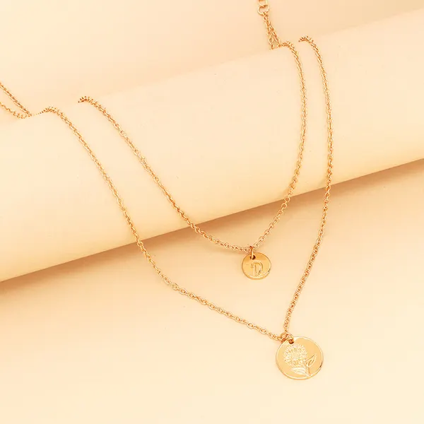 Floral Letter Clavicle Necklace
