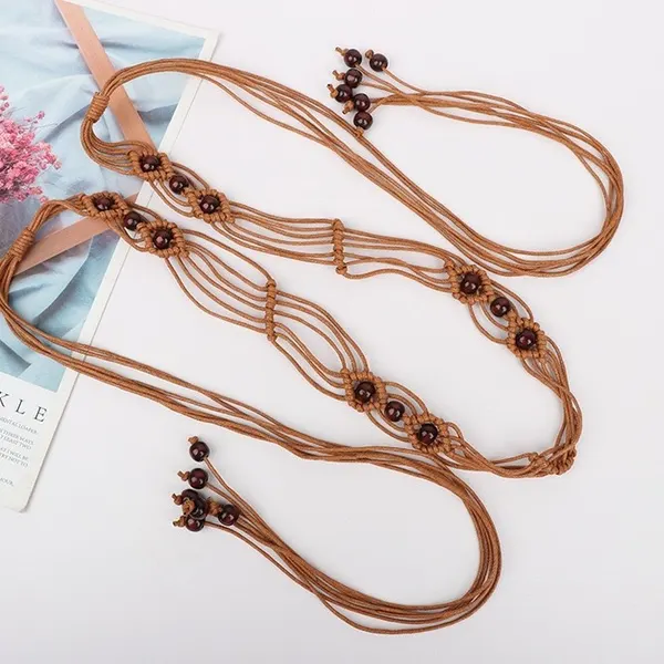 Hand-Beaded Woven Tassel Belt