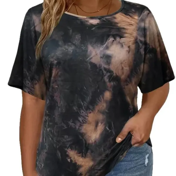 Black Tie-Dye Crew-Neck T-Shirt