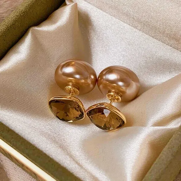 Floral Pearl Drop Earrings with Gold Plating