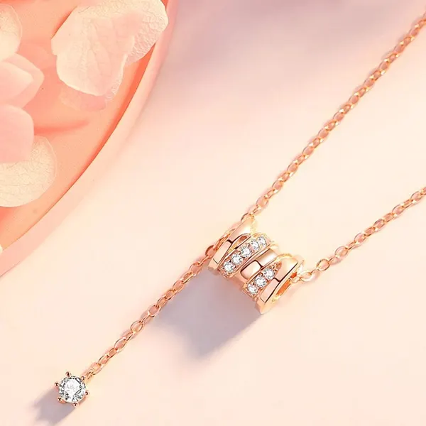Spiral Barrel Crystal Lariat Necklace