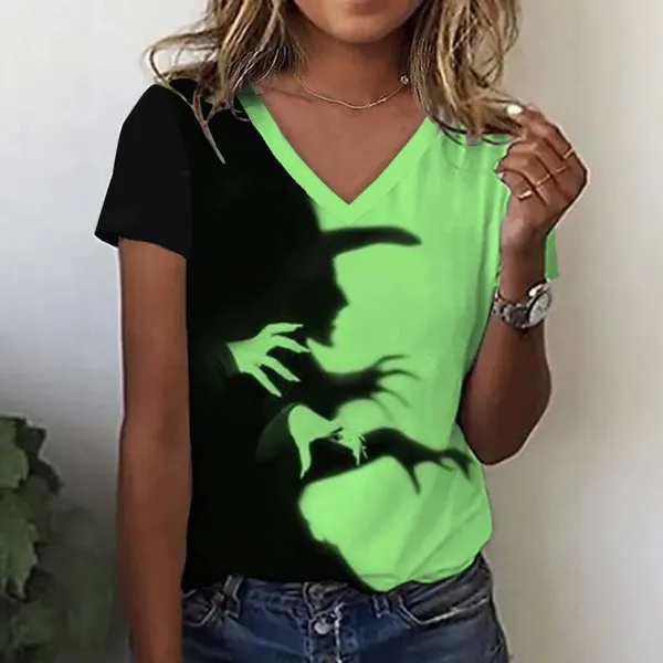 Animal Print V-Neck Short-Sleeve Tee