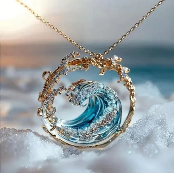 Wave Necklace, Ring and Earring Set