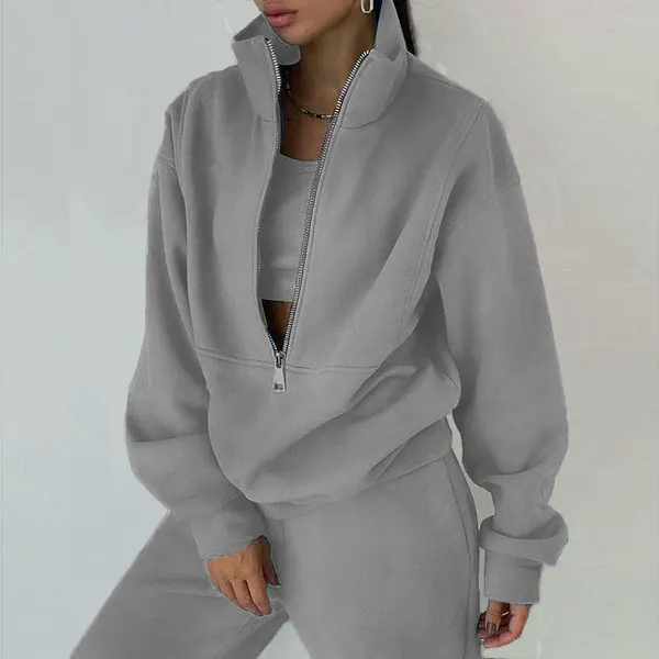 Street Style Fleece Sweatshirt Set