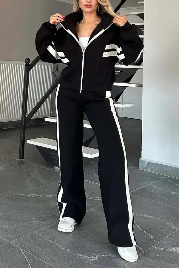 Striped Zip-Up Sports Jacket