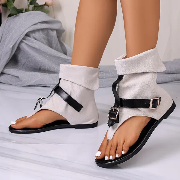 Herringbone Fabric Buckle Flip-Flop Sandal