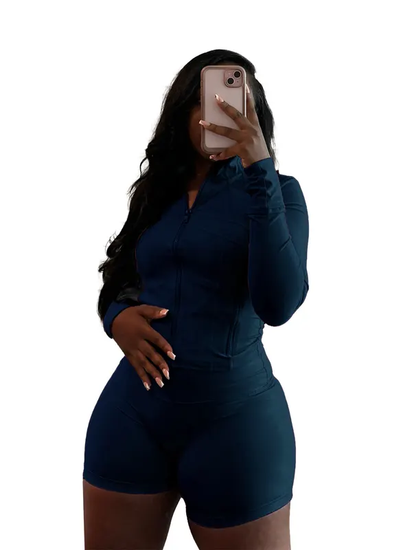 Fitted Long-Sleeve and Shorts Active Set