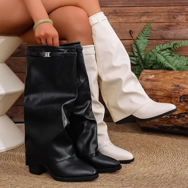 Plus-Size Chunky-Heel Over-the-Knee Boots