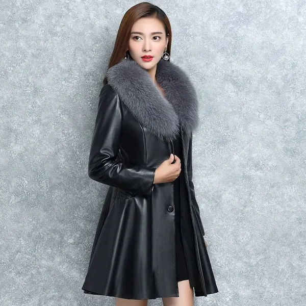 Faux Fur Collar Long Sleeve Coat