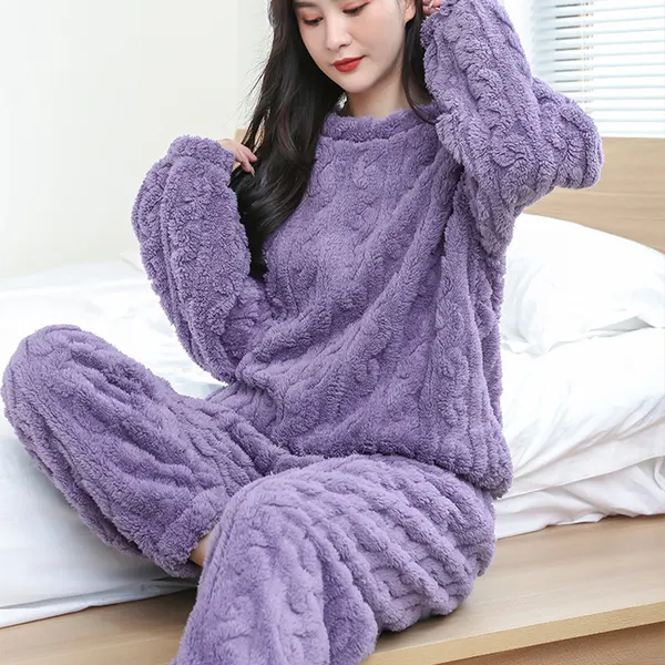 Coral Velvet Pullover Pajama Set