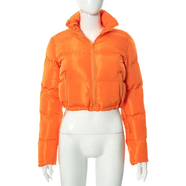 Short Quilted Down Coat with Stand Collar