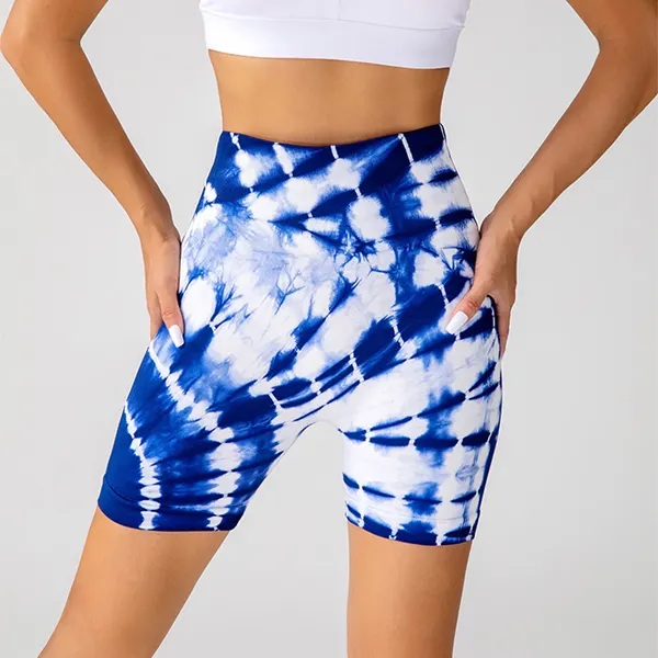 Tie-Dye High-Waisted Yoga Shorts