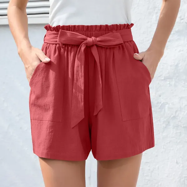High-Waist Ruffle Bow Tie Shorts