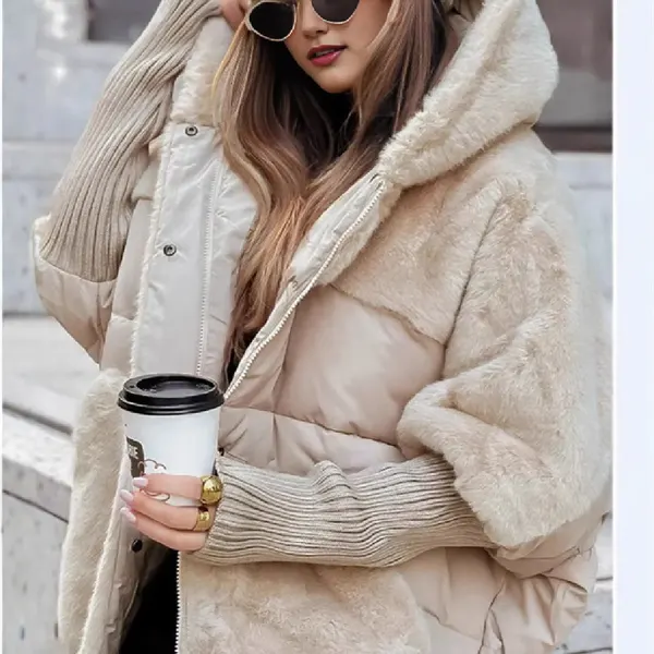 Faux Fur Patchwork Hooded Coat
