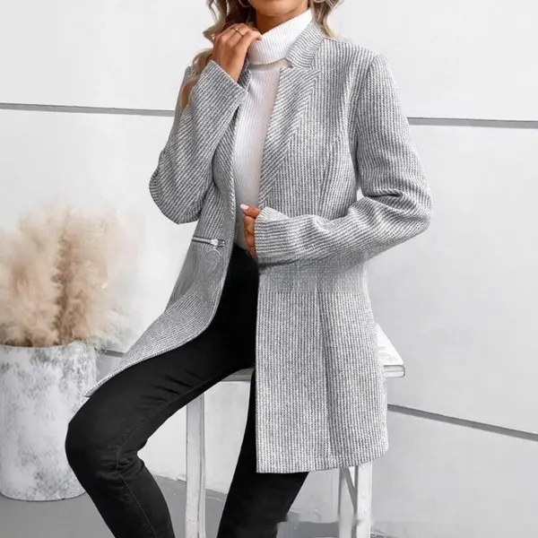 Light Gray Zip-Front Loose Jacket