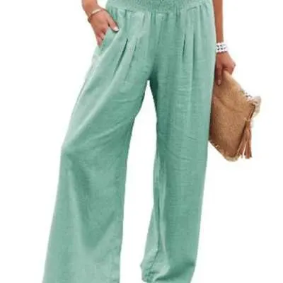 Wide Leg Mid-Waist Trousers