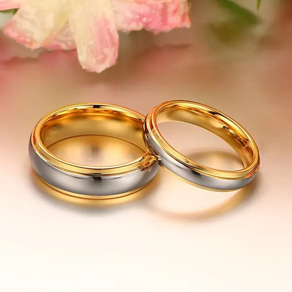 Tungsten Steel Couple Gold Ring