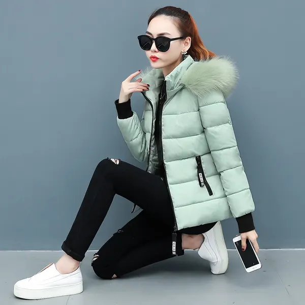 Plus Size Fur Collar Padded Coat