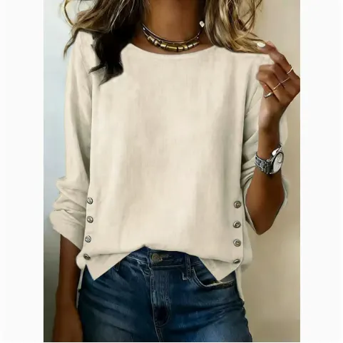 Linen Round Neck Short Sleeve Top