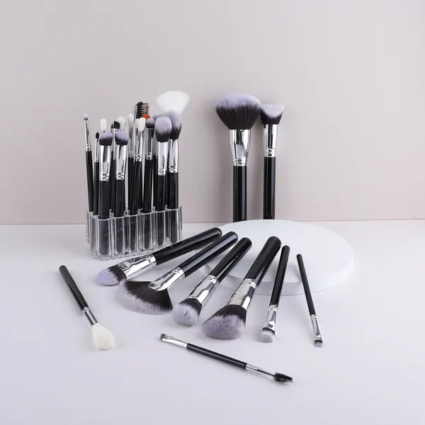 30-Piece Black and Silver Makeup Brush Set