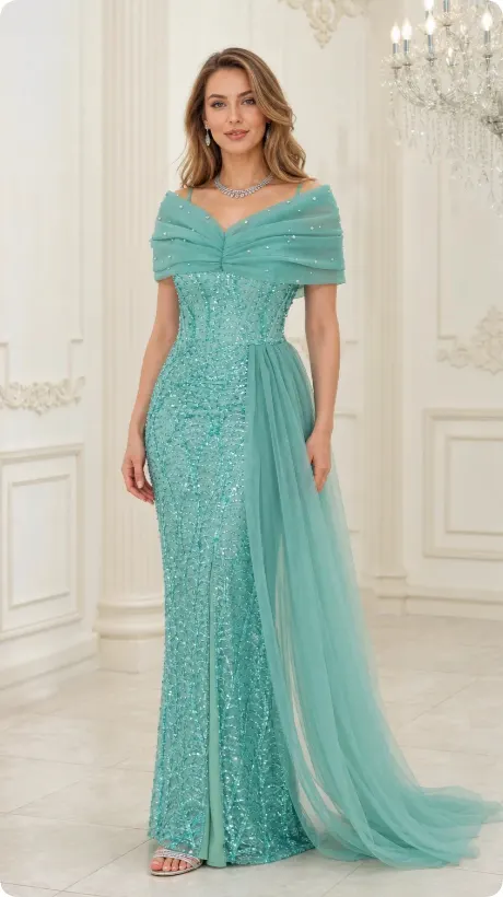 High-Waist Sequined Fishnet Dress