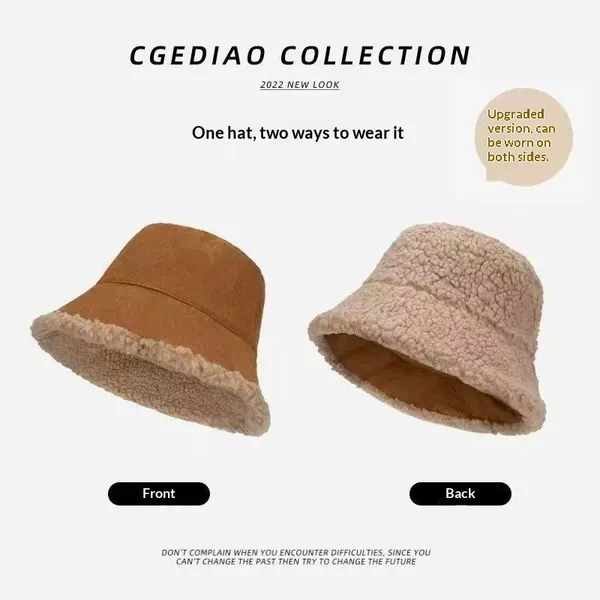 Reversible Cotton Plush Bucket Hat