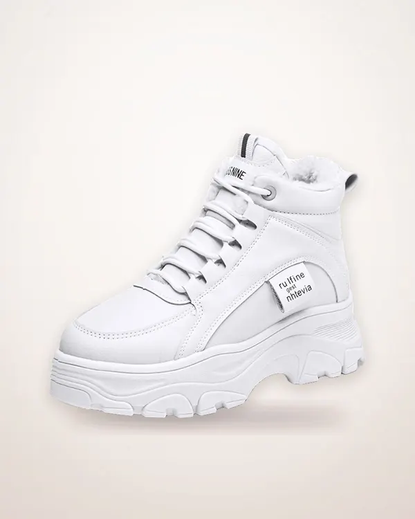 Thick-Sole Microfiber Slip-On Sneakers