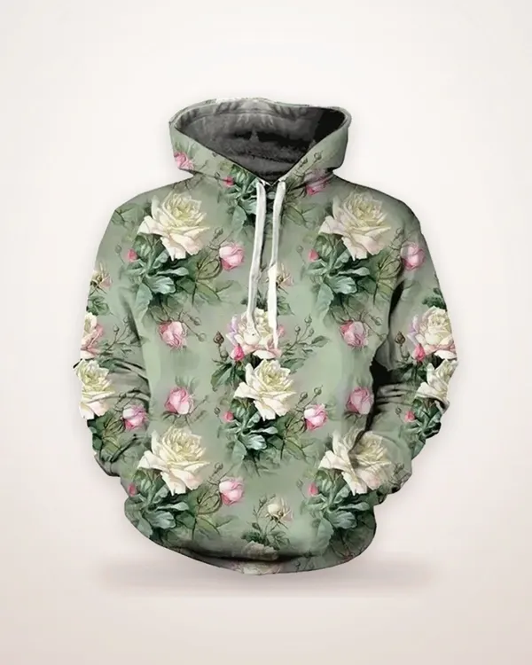 Floral Print Hooded Sweatshirt