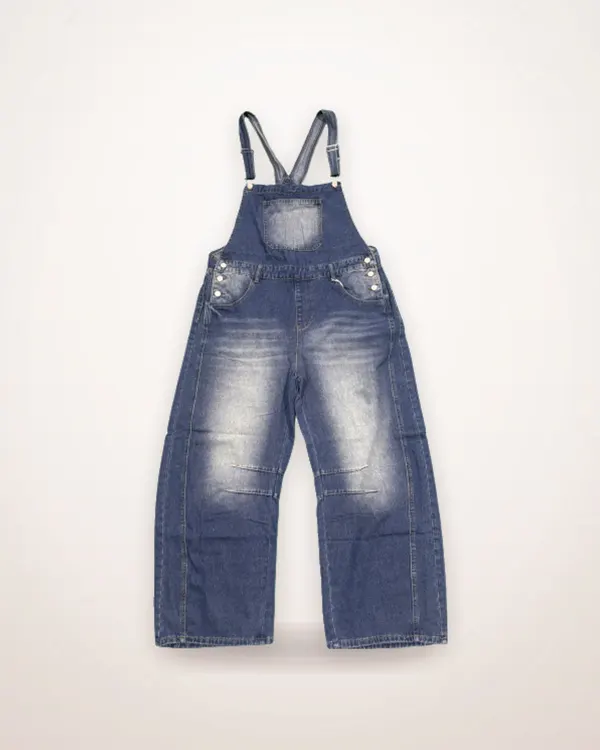 Light Blue Wide-Leg Denim Overalls