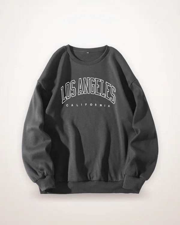 Letter Print Crew Neck Sweatshirt