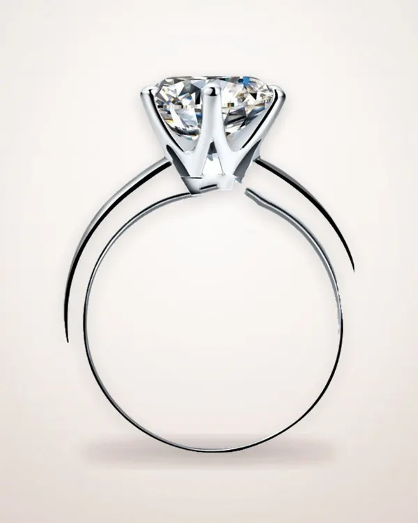 Gold-Plated Silver Moissanite Solitaire Ring