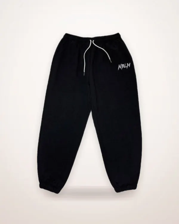 Black Drawstring Cuffed Cotton Sweatpants