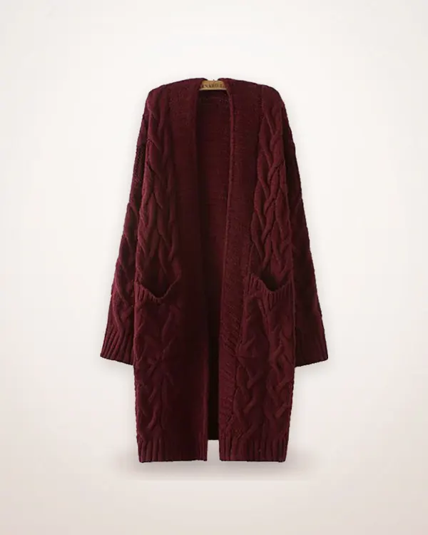 Cable-Knit Mid-Length Cardigan